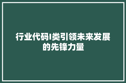 行业代码I类引领未来发展的先锋力量