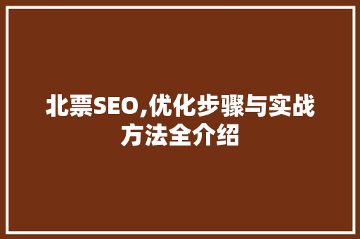 北票SEO,优化步骤与实战方法全介绍