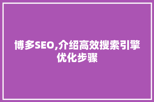 博多SEO,介绍高效搜索引擎优化步骤