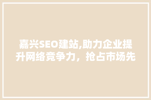 嘉兴SEO建站,助力企业提升网络竞争力，抢占市场先机