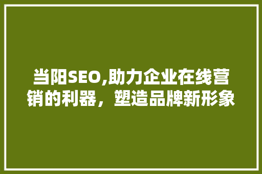 当阳SEO,助力企业在线营销的利器，塑造品牌新形象