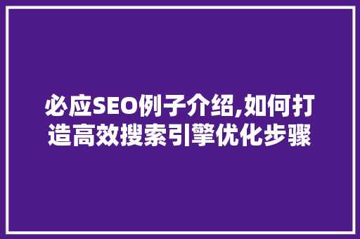 必应SEO例子介绍,如何打造高效搜索引擎优化步骤