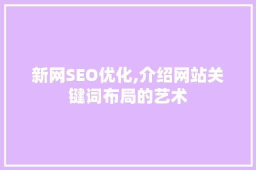 新网SEO优化,介绍网站关键词布局的艺术