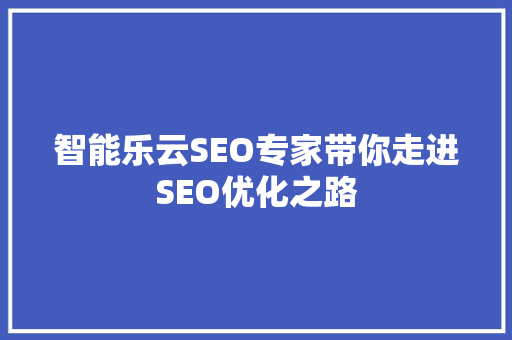 智能乐云SEO专家带你走进SEO优化之路