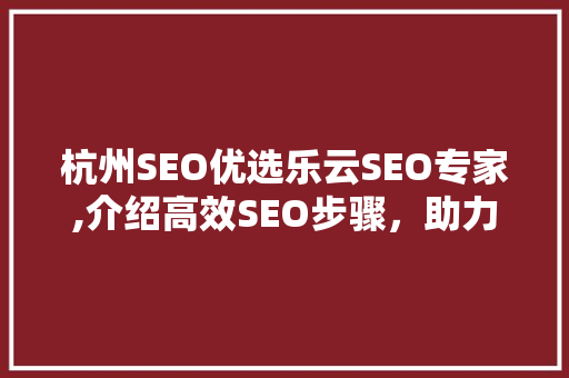 杭州SEO优选乐云SEO专家,介绍高效SEO步骤，助力企业腾飞