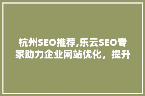 杭州SEO推荐,乐云SEO专家助力企业网站优化，提升网络竞争力