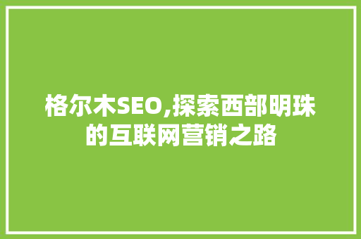 格尔木SEO,探索西部明珠的互联网营销之路