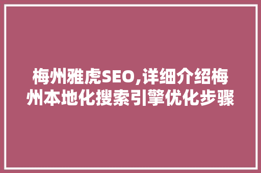 梅州雅虎SEO,详细介绍梅州本地化搜索引擎优化步骤
