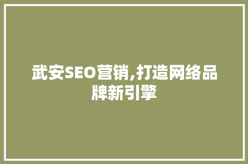 武安SEO营销,打造网络品牌新引擎