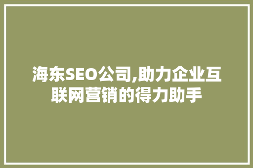 海东SEO公司,助力企业互联网营销的得力助手  第1张