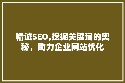 精诚SEO,挖掘关键词的奥秘，助力企业网站优化