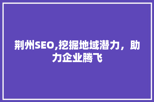 荆州SEO,挖掘地域潜力，助力企业腾飞