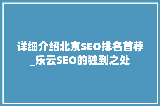 详细介绍北京SEO排名首荐_乐云SEO的独到之处