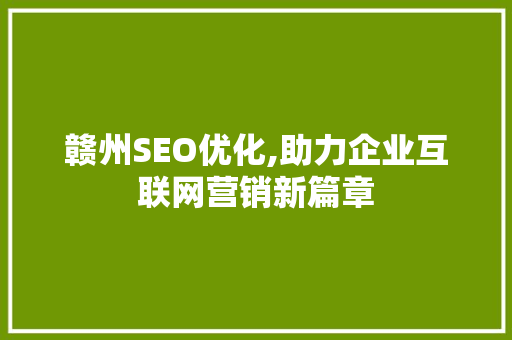 赣州SEO优化,助力企业互联网营销新篇章