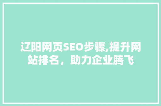 辽阳网页SEO步骤,提升网站排名，助力企业腾飞