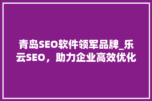 青岛SEO软件领军品牌_乐云SEO，助力企业高效优化网络营销