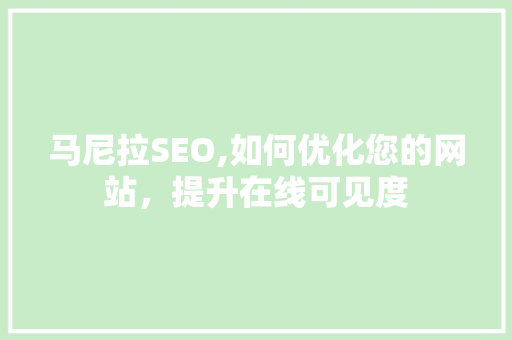 马尼拉SEO,如何优化您的网站，提升在线可见度