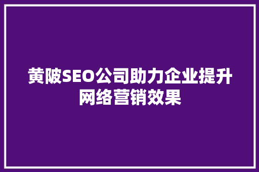 黄陂SEO公司助力企业提升网络营销效果