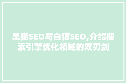 黑猫SEO与白猫SEO,介绍搜索引擎优化领域的双刃剑  第1张