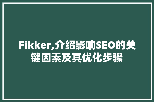 Fikker,介绍影响SEO的关键因素及其优化步骤