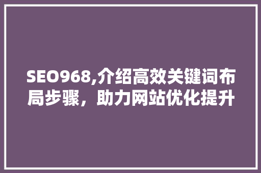 SEO968,介绍高效关键词布局步骤，助力网站优化提升