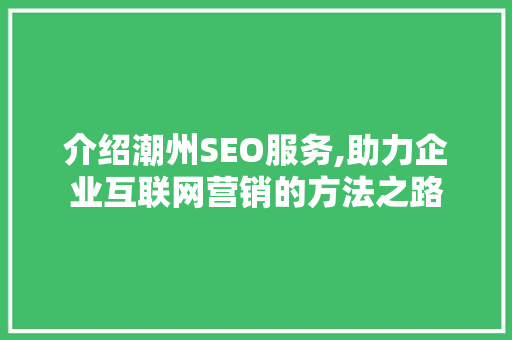 介绍潮州SEO服务,助力企业互联网营销的方法之路