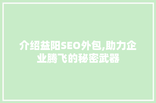 介绍益阳SEO外包,助力企业腾飞的秘密武器