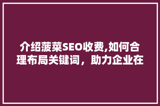 介绍菠菜SEO收费,如何合理布局关键词，助力企业在线营销