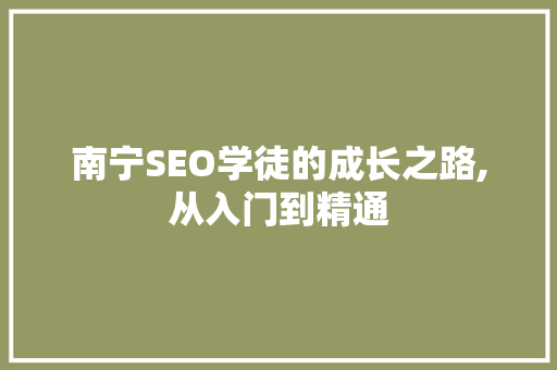 南宁SEO学徒的成长之路,从入门到精通