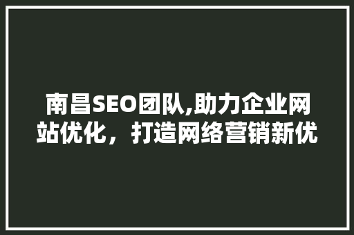 南昌SEO团队,助力企业网站优化，打造网络营销新优势