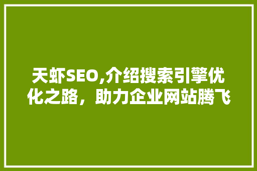 天虾SEO,介绍搜索引擎优化之路，助力企业网站腾飞