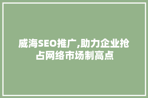 威海SEO推广,助力企业抢占网络市场制高点