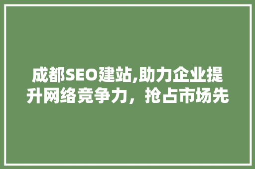 成都SEO建站,助力企业提升网络竞争力，抢占市场先机