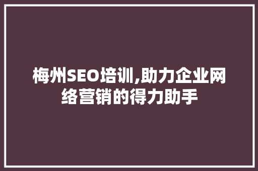梅州SEO培训,助力企业网络营销的得力助手  第1张