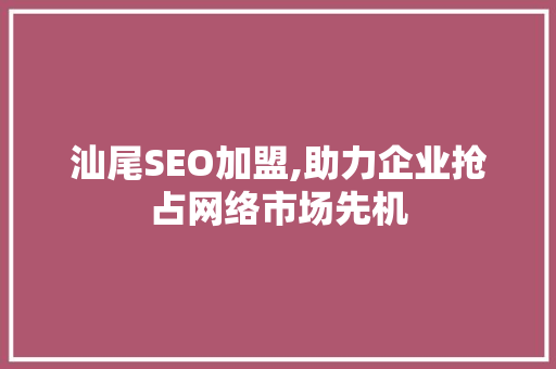 汕尾SEO加盟,助力企业抢占网络市场先机