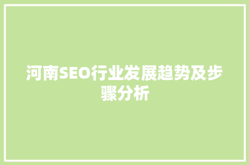 河南SEO行业发展趋势及步骤分析