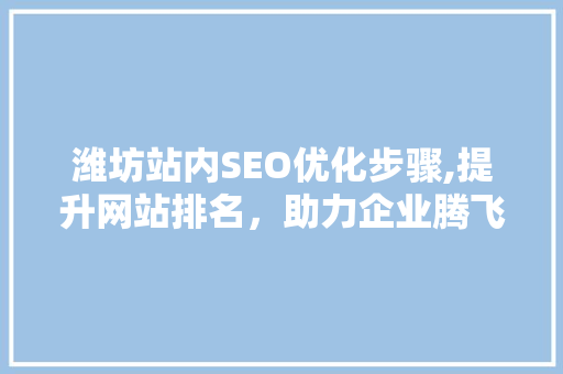 潍坊站内SEO优化步骤,提升网站排名，助力企业腾飞