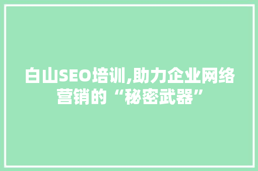 白山SEO培训,助力企业网络营销的“秘密武器”