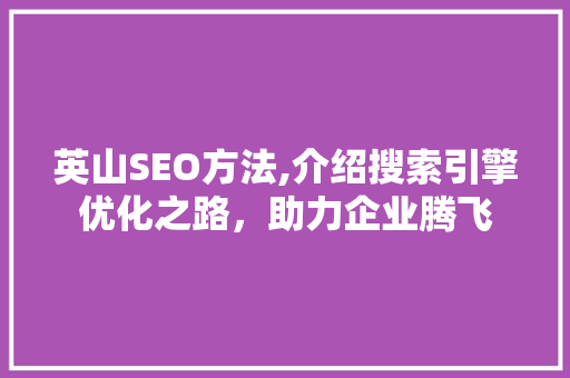 英山SEO方法,介绍搜索引擎优化之路，助力企业腾飞