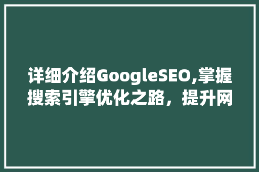 详细介绍GoogleSEO,掌握搜索引擎优化之路，提升网站排名与流量