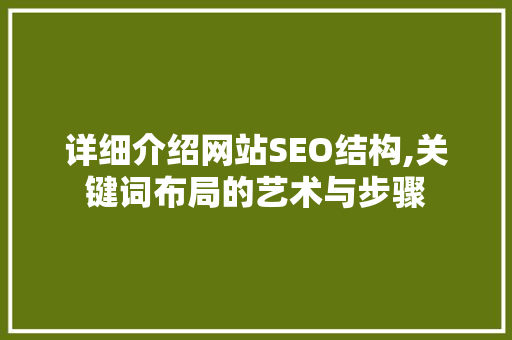 详细介绍网站SEO结构,关键词布局的艺术与步骤
