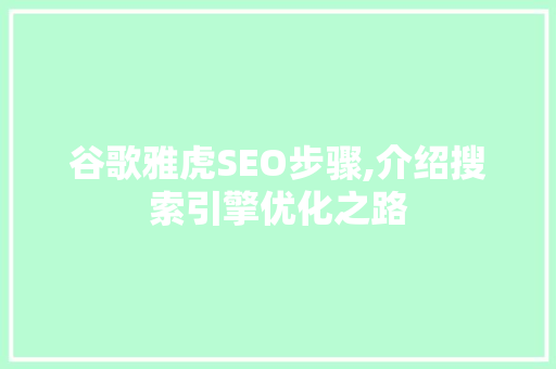 谷歌雅虎SEO步骤,介绍搜索引擎优化之路