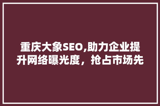 重庆大象SEO,助力企业提升网络曝光度，抢占市场先机