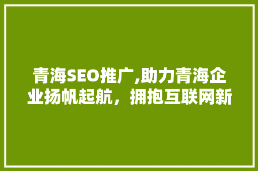青海SEO推广,助力青海企业扬帆起航，拥抱互联网新时代
