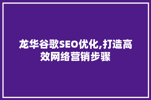 龙华谷歌SEO优化,打造高效网络营销步骤