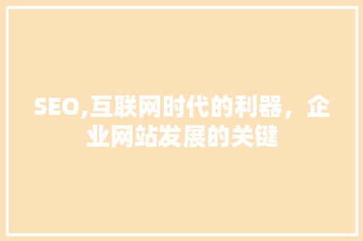 SEO,互联网时代的利器，企业网站发展的关键  第1张