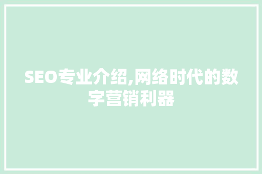 SEO专业介绍,网络时代的数字营销利器