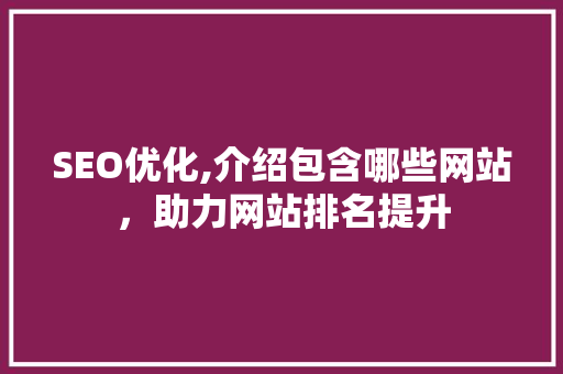 SEO优化,介绍包含哪些网站，助力网站排名提升