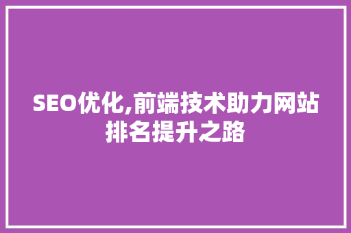SEO优化,前端技术助力网站排名提升之路