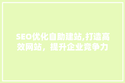 SEO优化自助建站,打造高效网站，提升企业竞争力